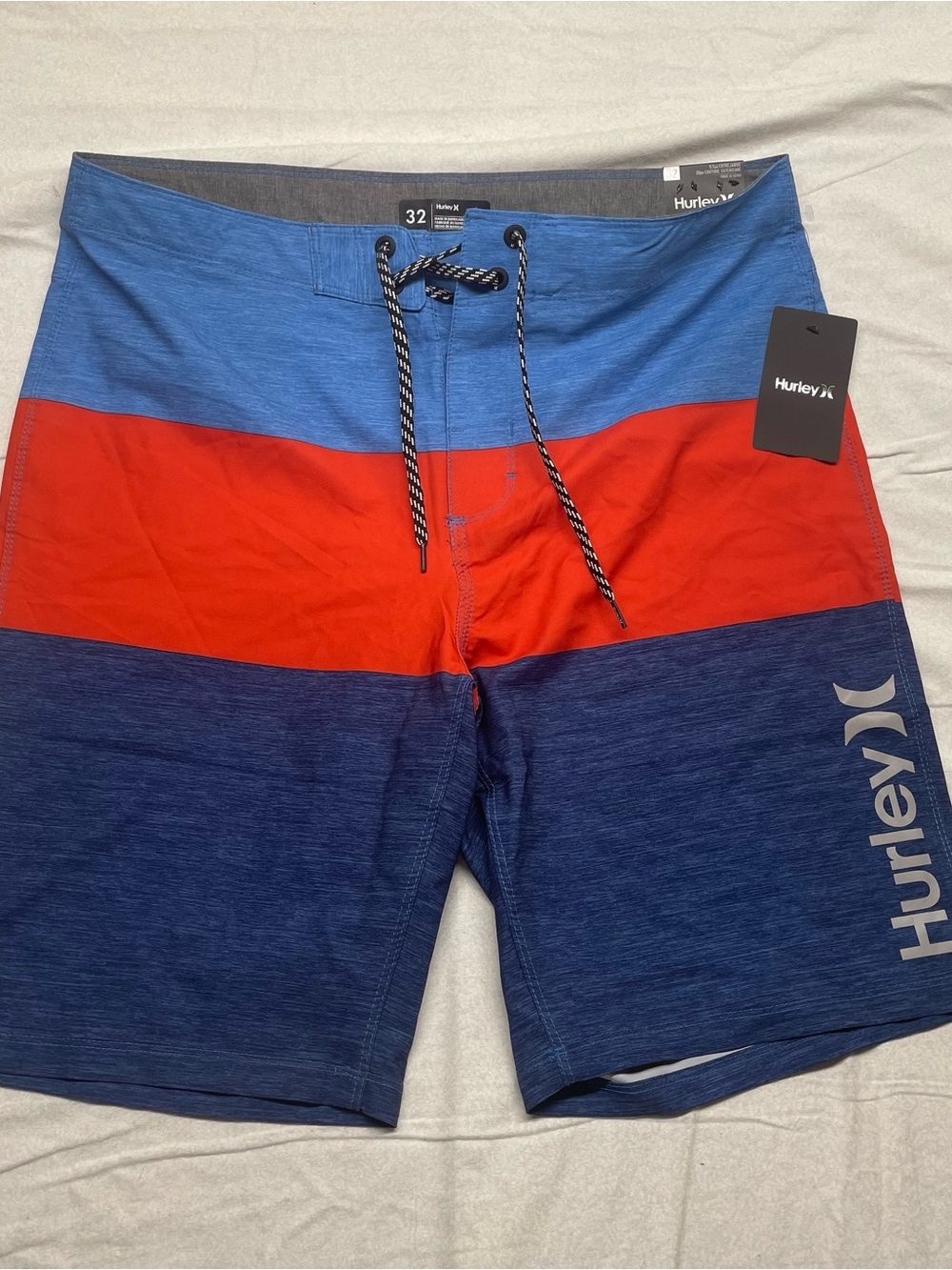Hurley Men’s Blue & Red Colorblock Swim Board Shorts